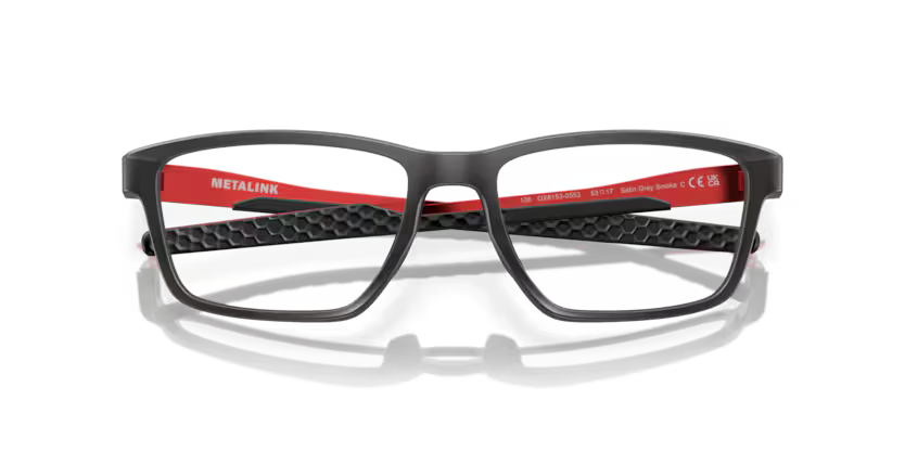 Folded view of oakley metalink #color__satin grey smoke
