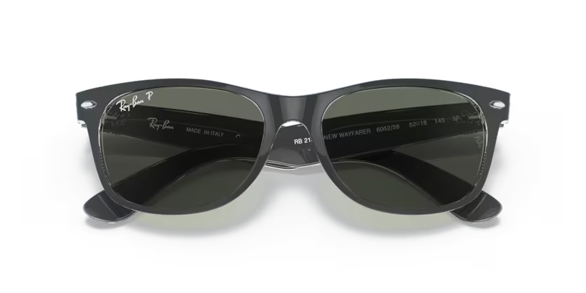 Folded view of rayban new wayfarer #color_black on transparent
