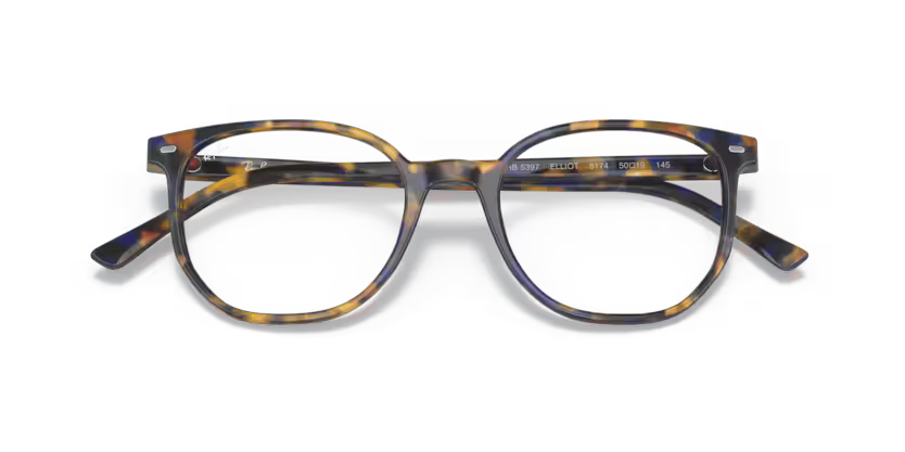 Folded view of rayban elliot optics frame #color_yellow & blue havana