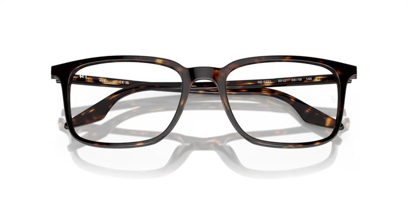 Folded view of rayban elliot optics frame #color_brown & violet havana 