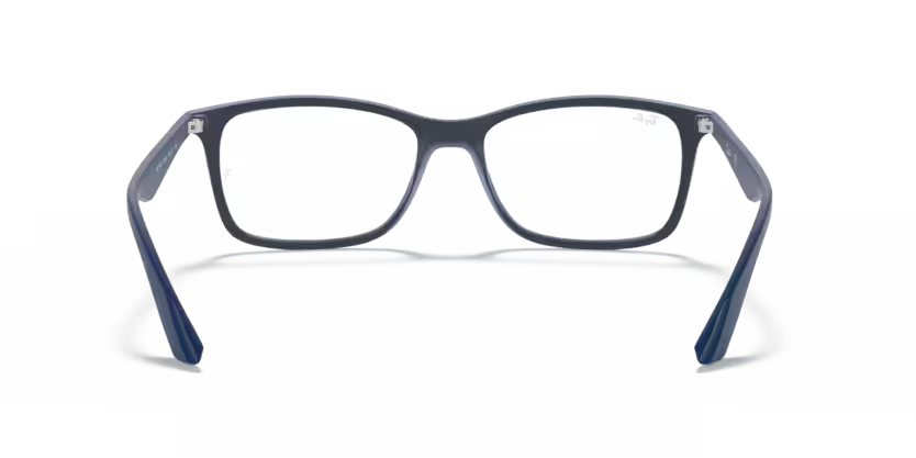 Back view of rayban optics frame #color_matte transparent blue 