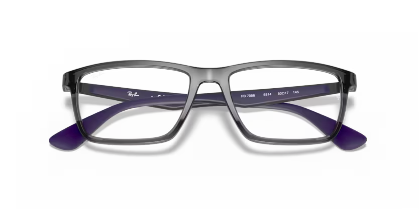 Folded view of rayban optics frame #color_transparent grey