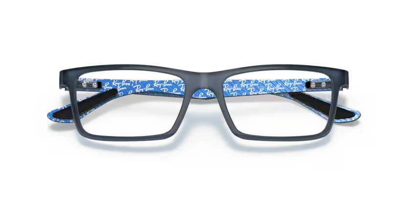 Folded view of rayban optics frame #color_Demi gloss blue