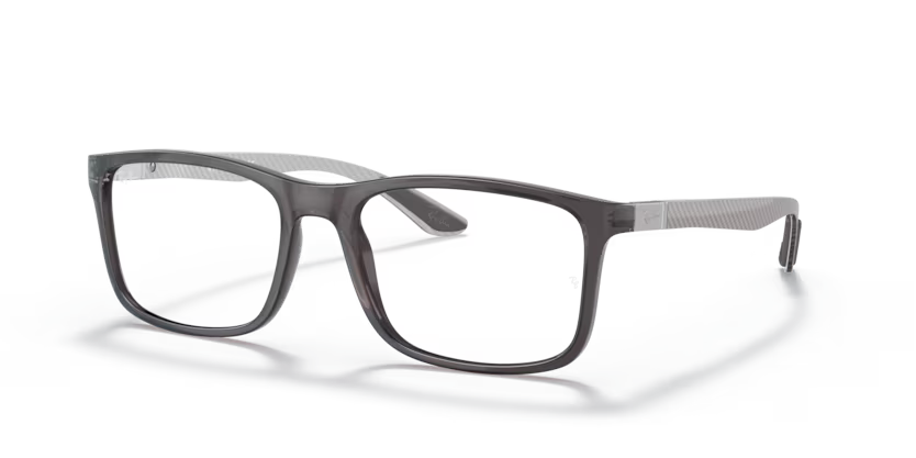 Side view of rayban optics frame #color_transparent grey 