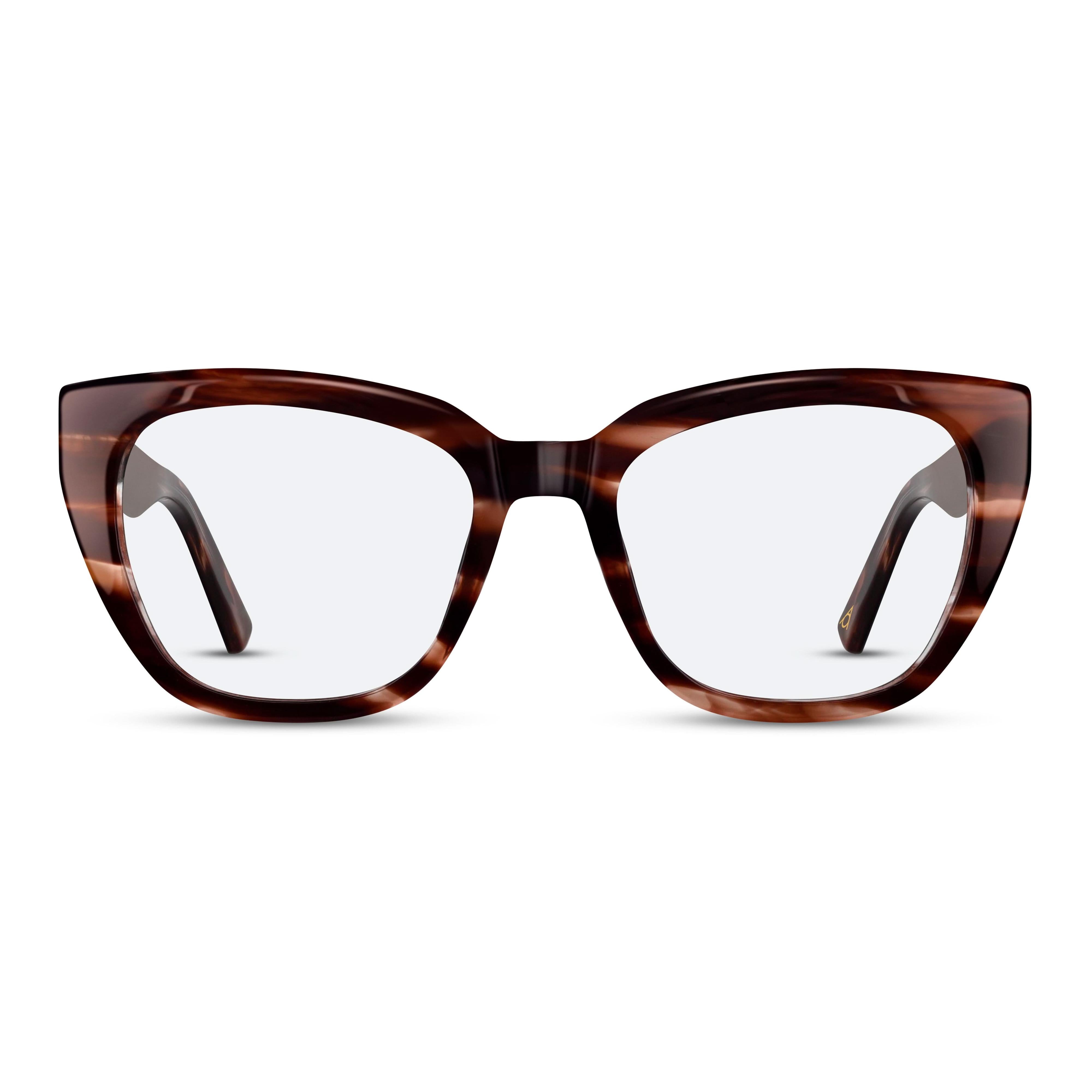 Front view of Arhlo frame ARH009#color_C2 Brown Striation