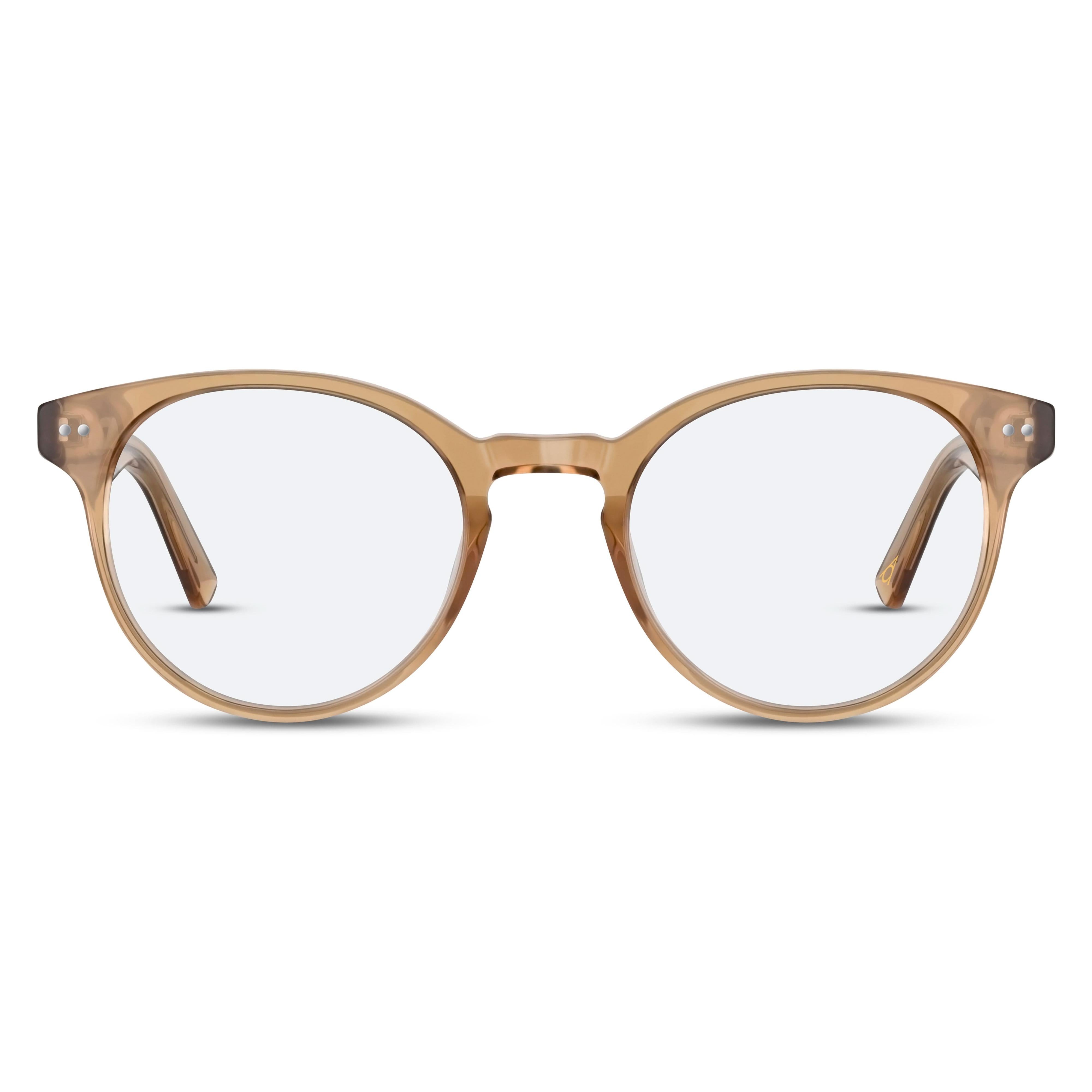 Front view of Arhlo frame ARH014#color_C2 Polished Brown Crystal