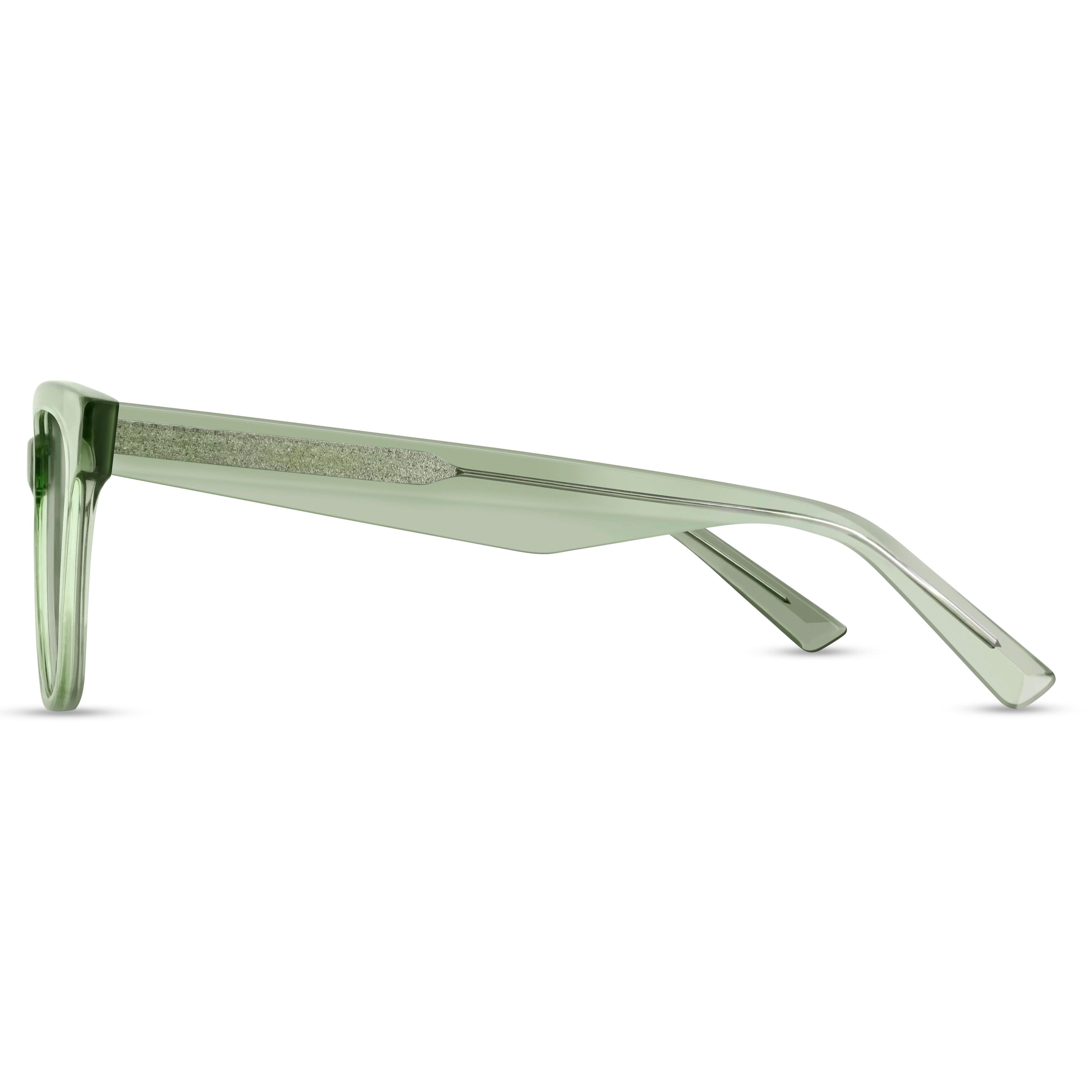 Angled view of Arhlo frame ARH017#C1 Polished Green Crystal