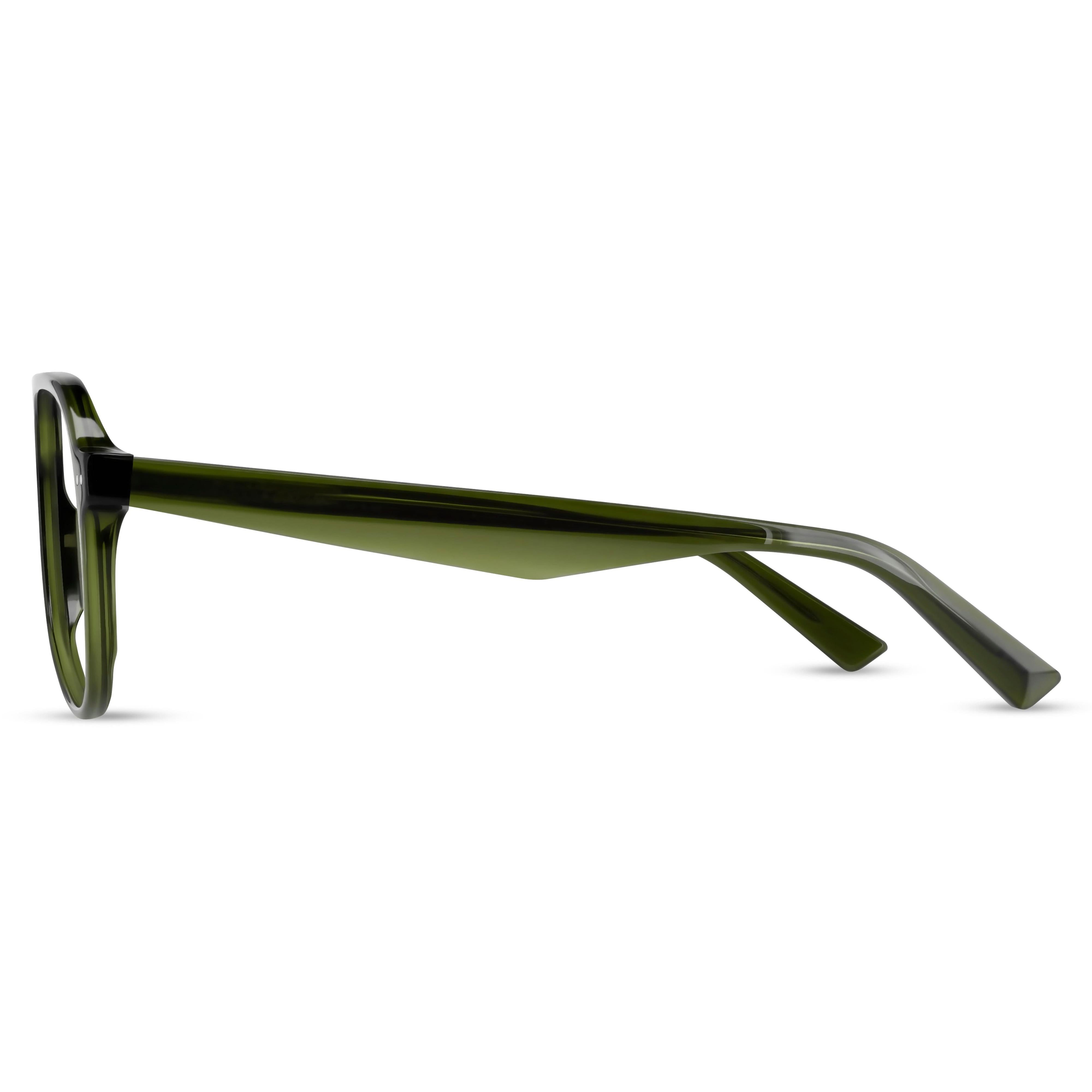 Angled view of Arhlo frame ARH032#C2 Olive Crystal