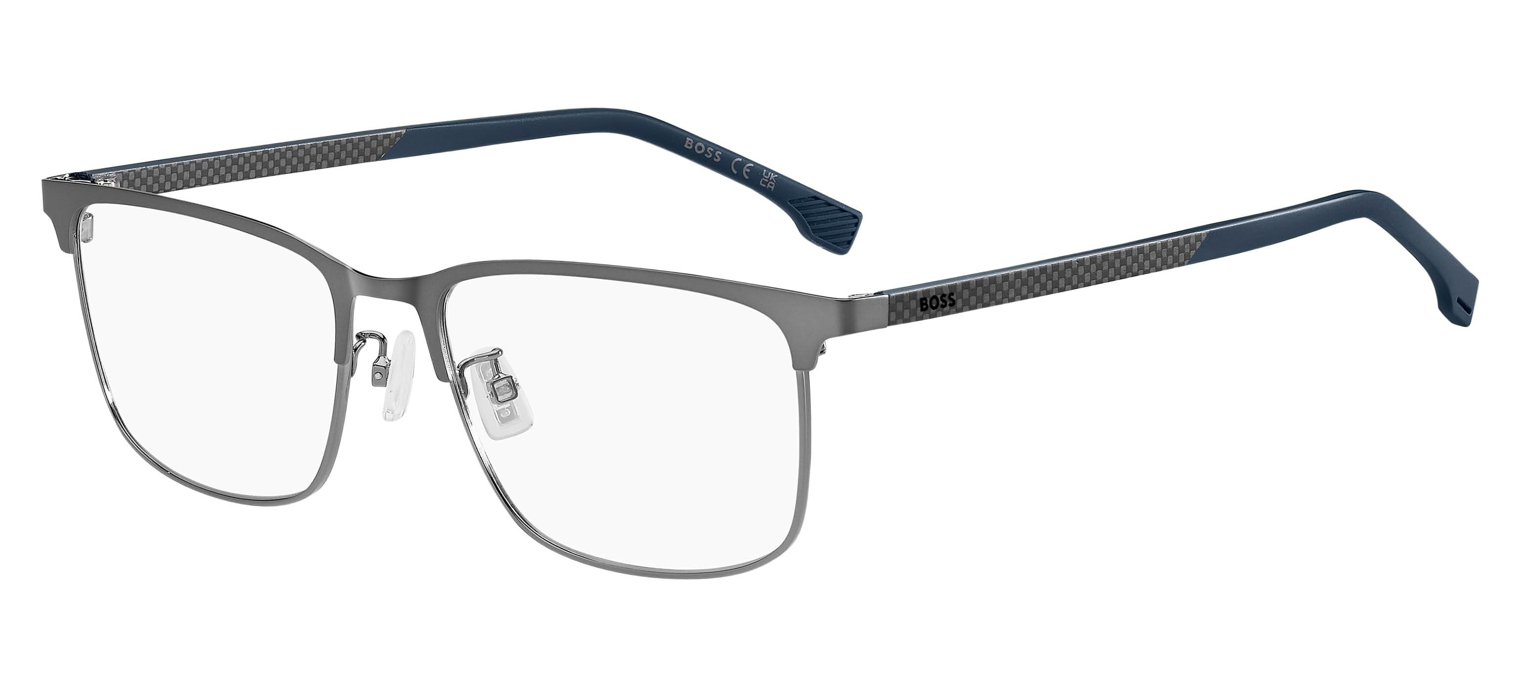 Left view of hugo boss 1802 frame #color_matte dark ruthenium blue
