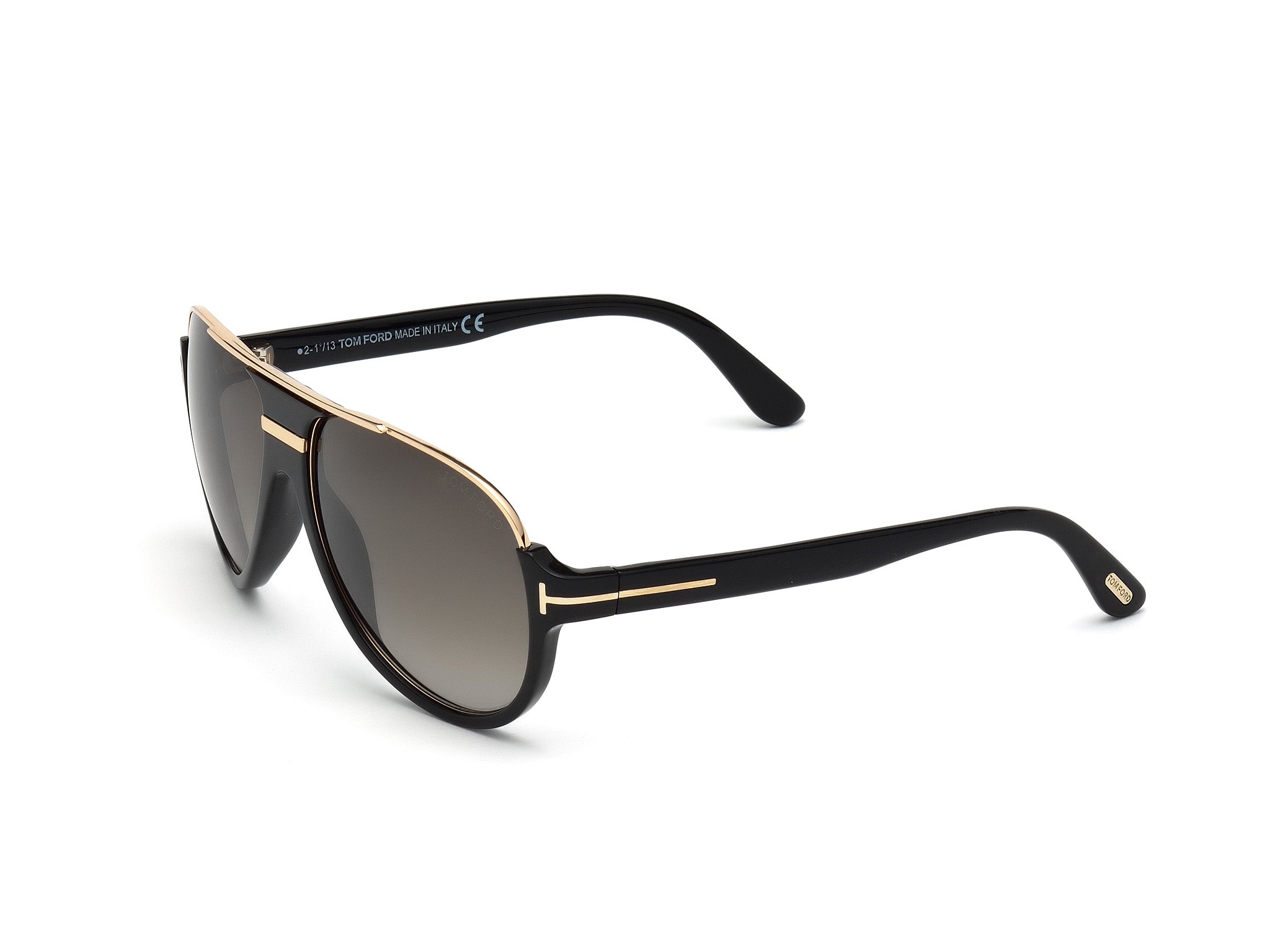 Black sunglasses with gold accents on a white background#color_Shiny Black