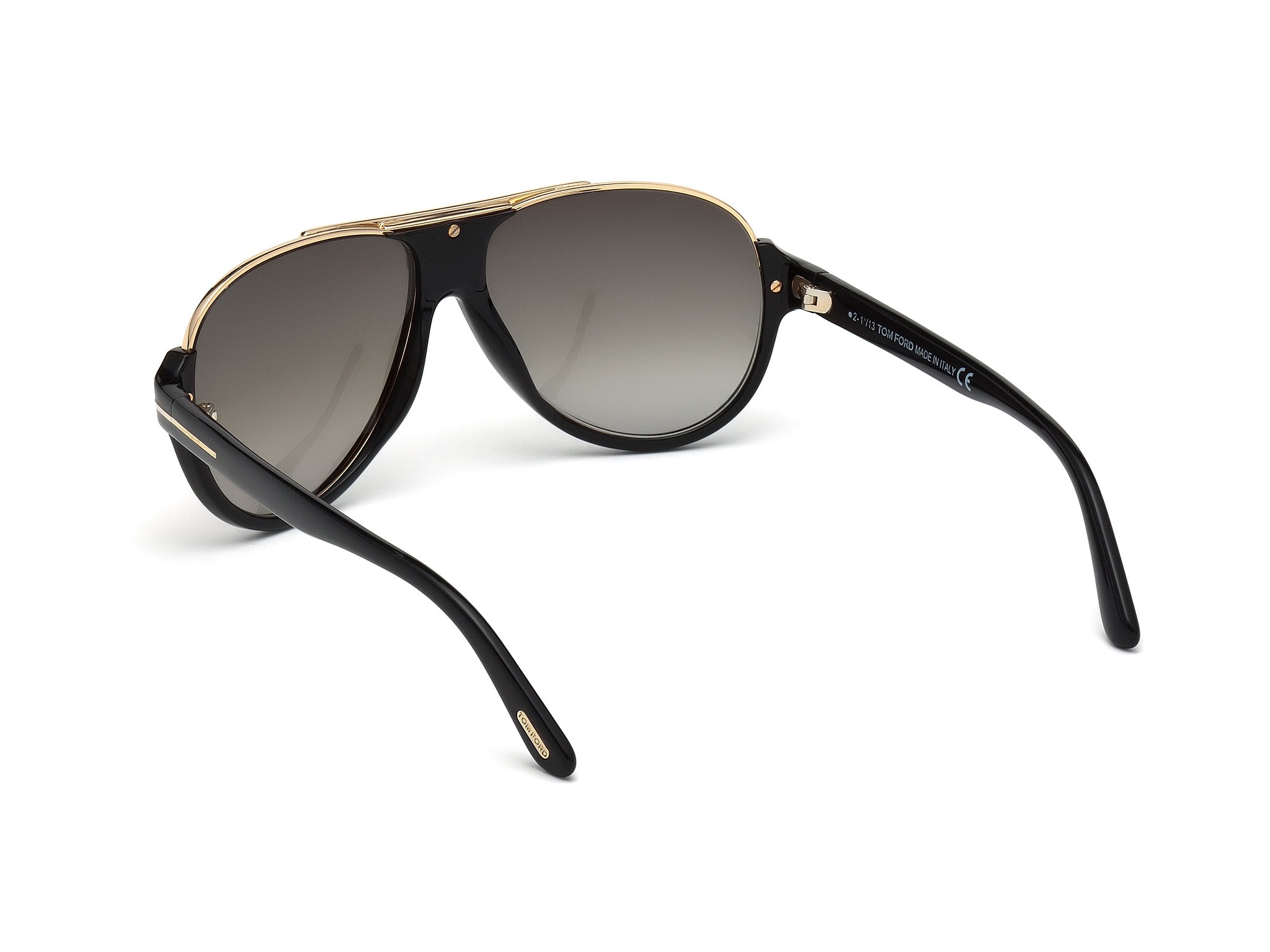 Black sunglasses with gold accents on a white background#color_Shiny Black