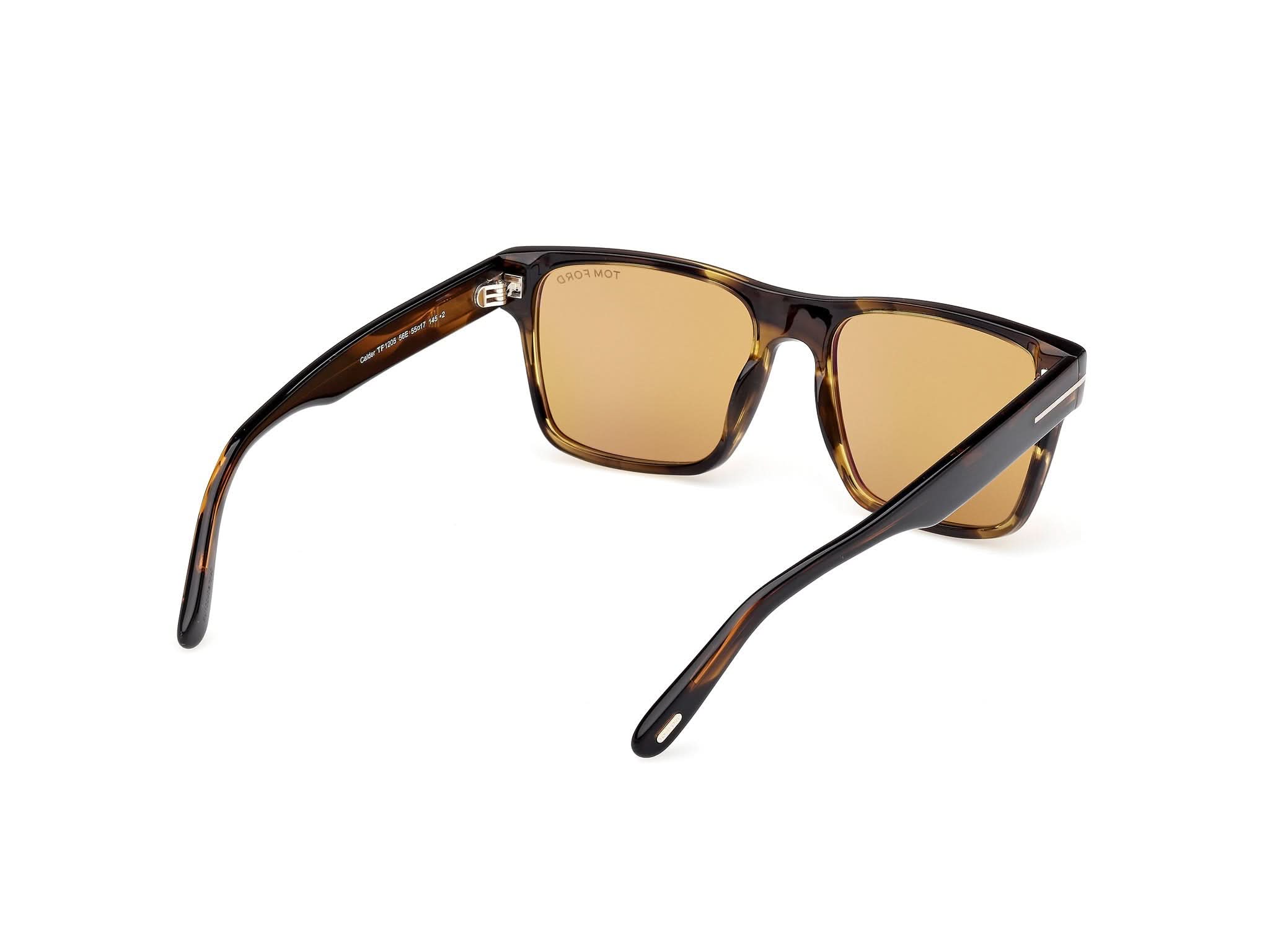 Diagnoal Side view of Tom Ford Calder 1#color_Coloured Havana