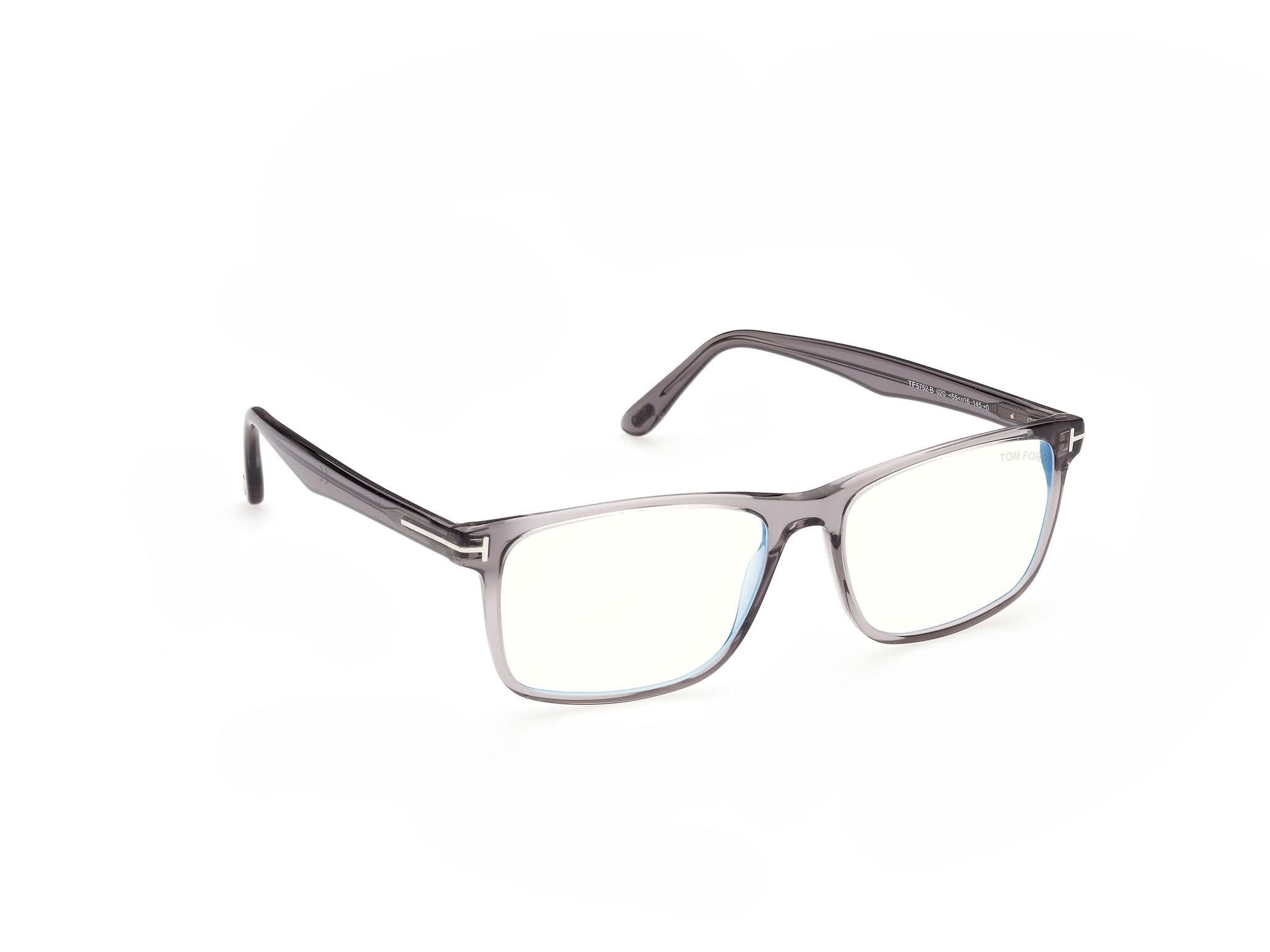 Right side view of Tom Ford FT5557 1#color_grey translucent