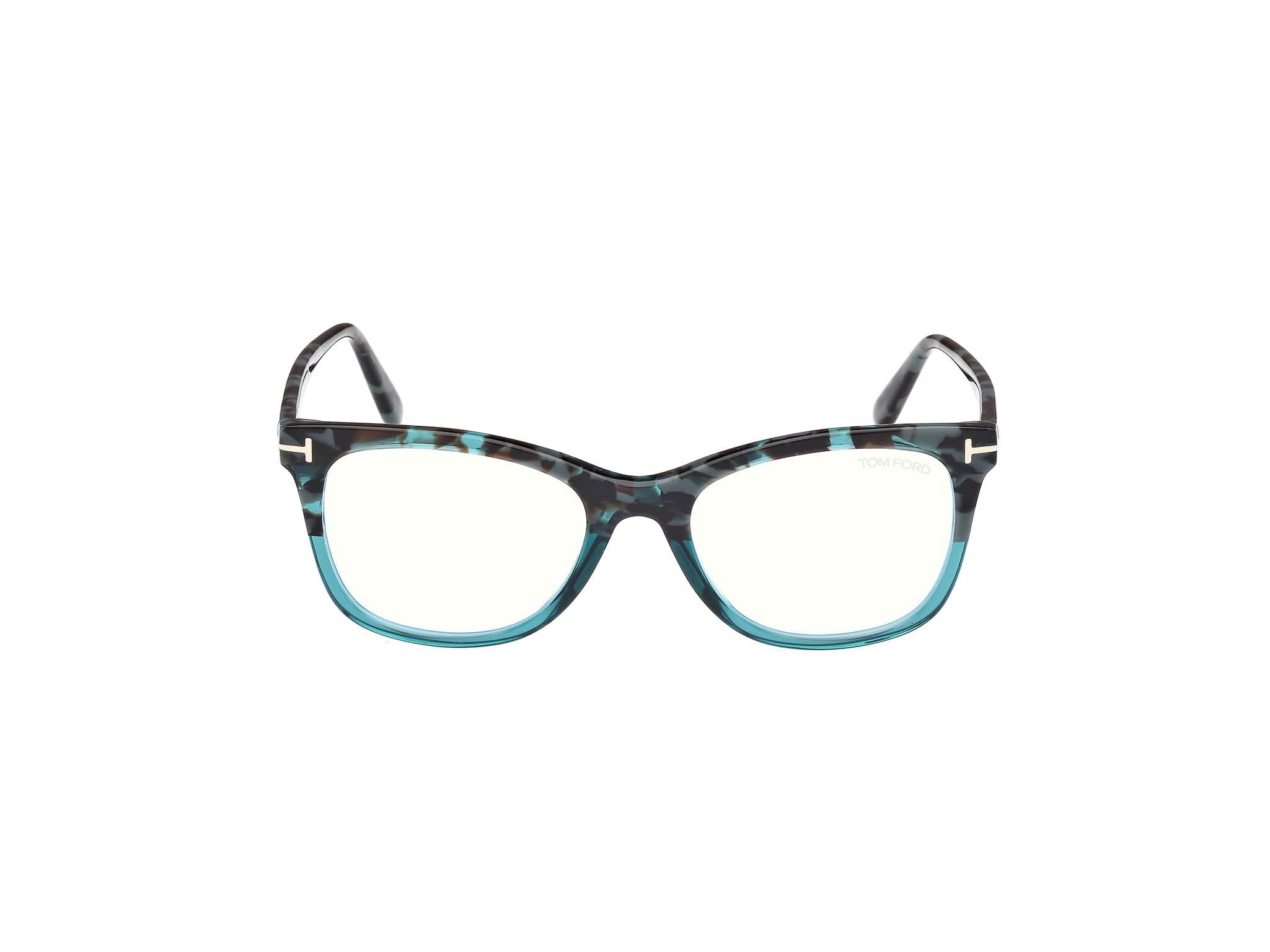 Front view of Tom Ford FT5986 1#color_blue havana